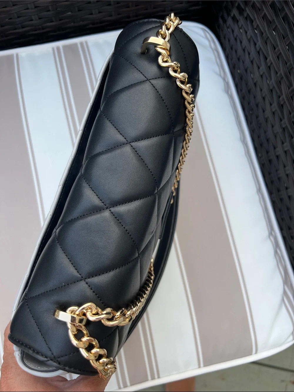 kate spade Two-Tone Quilted Crossbody Bag in Black, Cream, Gray
